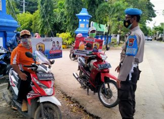 DEMI MENEKAN ANGKA PENULARAN COVID-19, POLSEK JATIROGO POLRES TUBAN MELAKSANAKAN GIAT YUSTISI PENDISIPLINAN PROTOKOL KESEHATAN