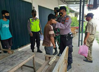 TEKAN LAJU PENYEBARAN COVID-19, POLSEK KENDURUAN PATROLI BERSAMA GIAT YUSTISI PENDISIPLINAN PROTOKOL KESEHATAN