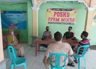 SINERGI BHABINKAMTIBMAS DAN BABINSA SAMBANGI POSKO PPKM DESA SIDOMUKTI, JALIN KERJASAMA CEGAH COVID-19