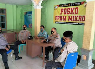 KAPOLSEK KENDURUAN BERSAMA ANGGOTA SAMBANG POSKO PPKM MIKRO DESA SIDOMUKTI, JALIN KERJASAMA CEGAH COVID-19
