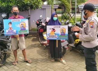 POLSEK JATIROGO POLRES TUBAN MELAKSANAKAN GIAT YUSTISI PENDISIPLINAN PROTOKOL KESEHATAN