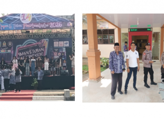 Ada Sekolah Peringati HUT, Anggota Polsek Semanding Hadir dan Lakukan Pengamanan